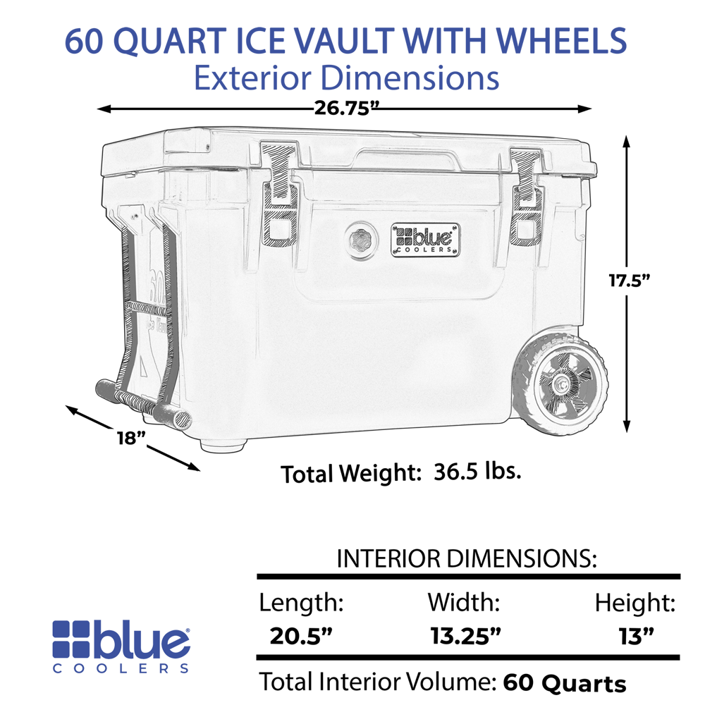 60 Quart Ice Vault Roto-Molded Cooler with Wheels (Copy)
